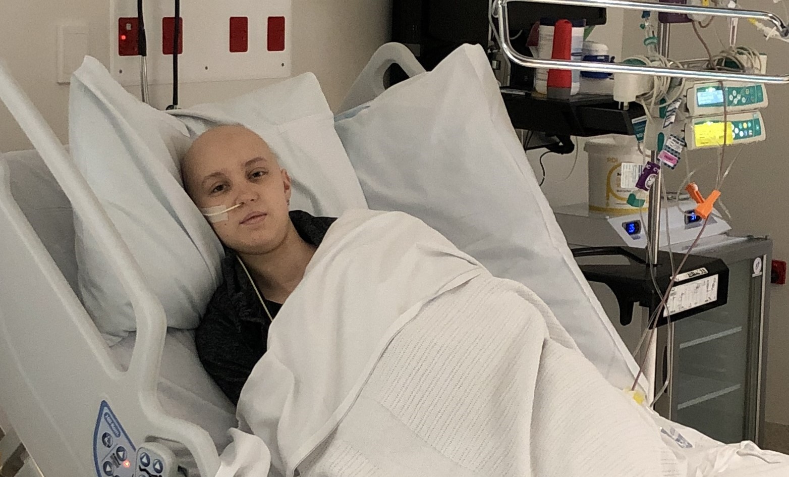 Rianna in hospital during her cancer treatment 